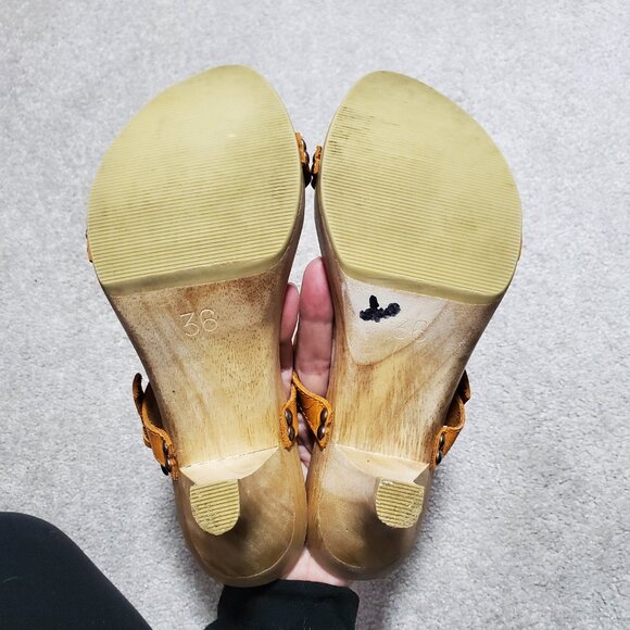 PARALELO by GVA Leather and Wood Heels Sandals Shoes Strappy Gold Women 36, 5.5 - Picture 7 of 11